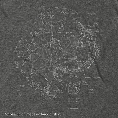 Acadia Line Map and Cartouche Long-Sleeve Unisex Tee in Shadow Grey