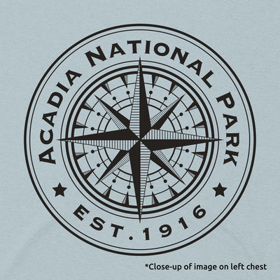 Acadia Line Map and Compass Short-Sleeve Unisex Tee