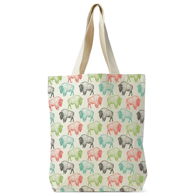 Bison Pattern Recycled Canvas Tote Bag