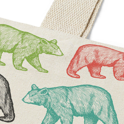 Black Bear Pattern Recycled Canvas Tote Bag