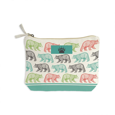 Black Bear Pattern Recycled Canvas Zip Pouch