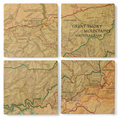 Great Smoky Mountains Vintage Map Coasters