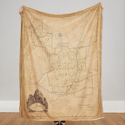 Zion National Park Map Plush Blanket - McGovern & Company