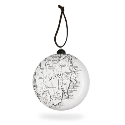 Acadia Line Map Flat Globe Shaped Ornament