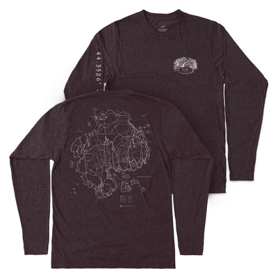 Acadia Line Map and Cartouche Long-Sleeve Unisex Tee - McGovern Outdoor