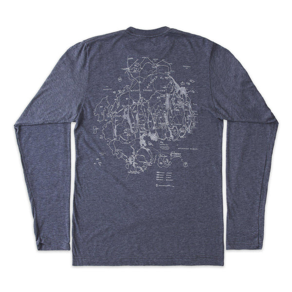 Acadia National Park Long-Sleeve Unisex T-Shirt with Map and Cartouche - McGovern & Company
