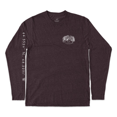 Acadia Line Map and Cartouche Long-Sleeve Unisex Tee