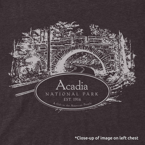 Acadia Line Map and Cartouche Long-Sleeve Unisex Tee - McGovern Outdoor