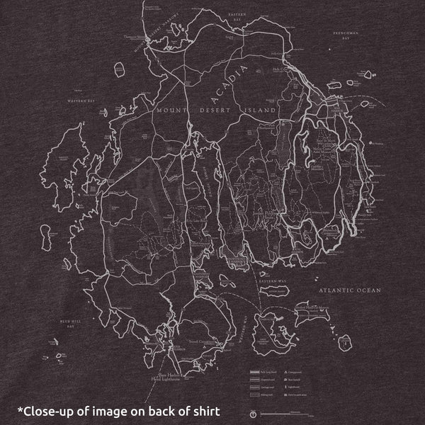 Acadia Line Map and Cartouche Long-Sleeve Unisex Tee - McGovern Outdoor