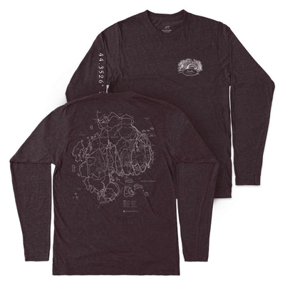 Acadia Line Map and Cartouche Long-Sleeve Unisex Tee