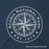Acadia Line Map and Compass Long Sleeve Unisex Tee in Navy Heather