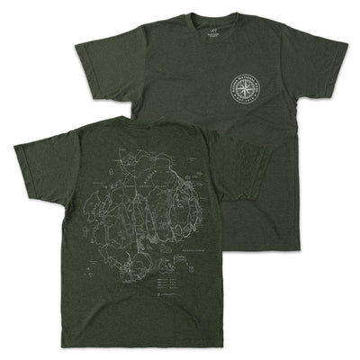 Acadia Line Map and Compass Short-Sleeve Unisex Tee in Artichoke