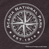 Acadia Line Map and Compass Short Sleeve Unisex Tee in Wine Heather
