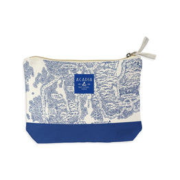 Acadia National Park Blueprint Map Recycled Canvas Zip Pouch