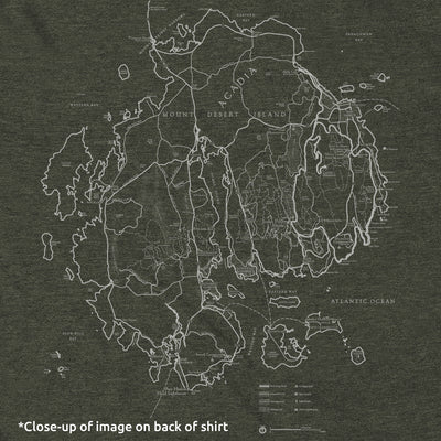 Acadia National Park Line Map Long-Sleeve Unisex Tee in Artichoke