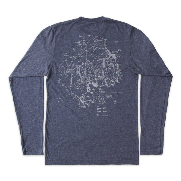 Acadia National Park Map Long-Sleeve Unisex T-Shirt