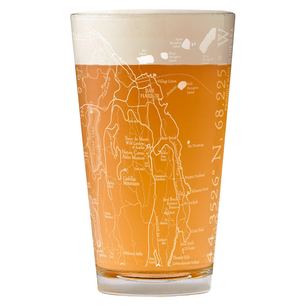 Acadia National Park Map Pint Glass