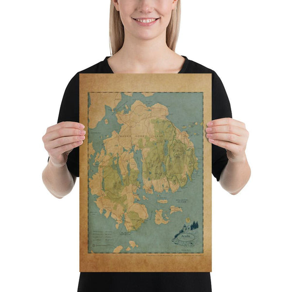Acadia National Park Map Poster
