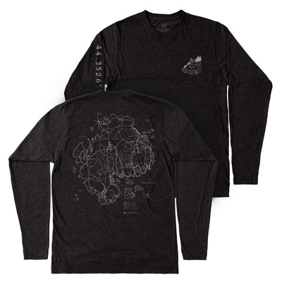 Acadia National Park Map Unisex Long-Sleeve Tee in Black