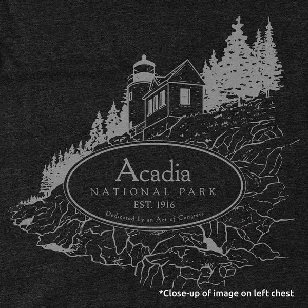 Acadia National Park Map Unisex Long-Sleeve Tee in Black