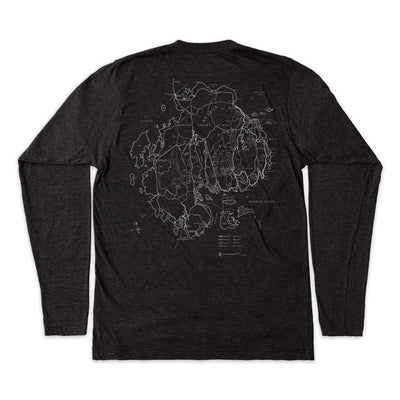 Acadia National Park Map Unisex Long-Sleeve Tee in Black