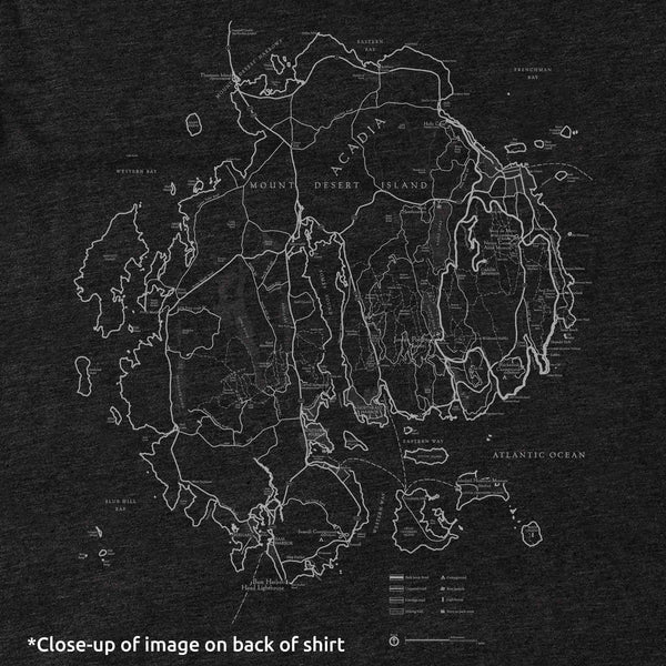 Acadia National Park Map Unisex Long-Sleeve Tee in Black