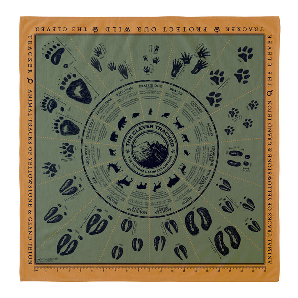 Animal Tracks of Grand Teton and Yellowstone Cotton Bandana