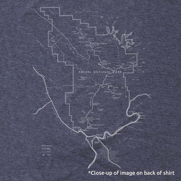 Arches National Park Long-Sleeve Unisex T-Shirt with Map and Cartouche - McGovern & Company
