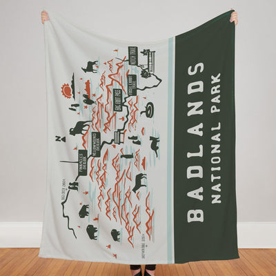 Badlands National Park Hand-Drawn Map Blanket