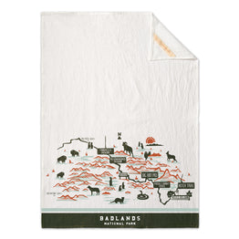 Badlands National Park Hand-Drawn Map Flour Sack Towel