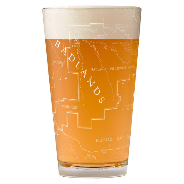 Badlands National Park Map Pint Glass