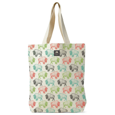 Bison Pattern Recycled Canvas Tote Bag