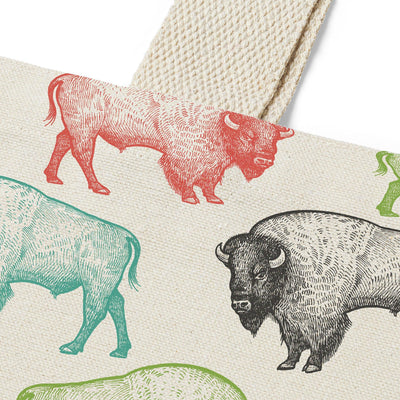 Bison Pattern Recycled Canvas Tote Bag