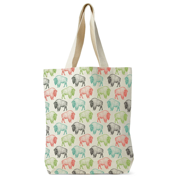 Bison Pattern Recycled Canvas Tote Bag - McGovern Outdoor