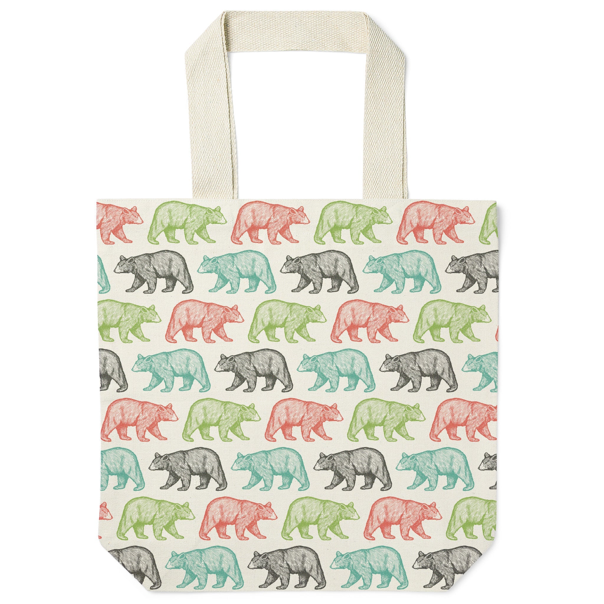 Black Bear Pattern Recycled Canvas Tote Bag