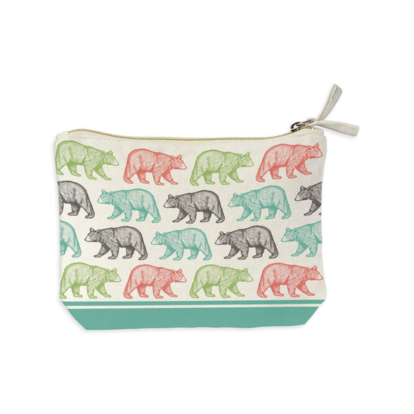 Black Bear Pattern Recycled Canvas Zip Pouch