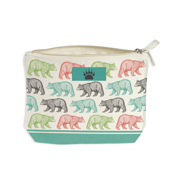 Black Bear Pattern Recycled Canvas Zip Pouch