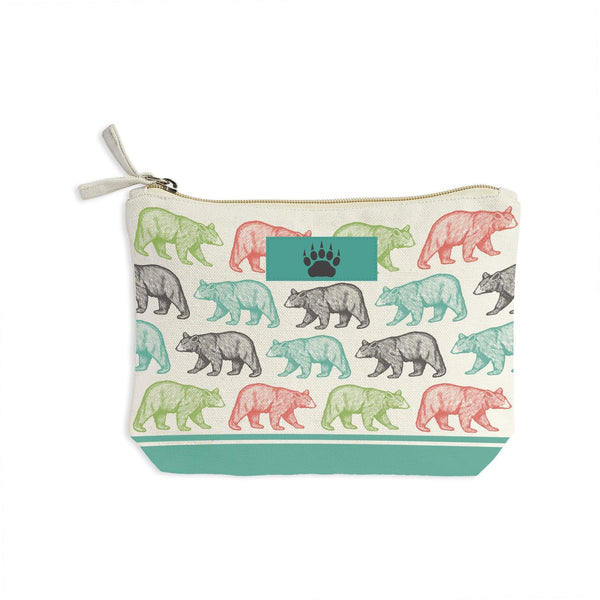 Black Bear Pattern Recycled Canvas Zip Pouch