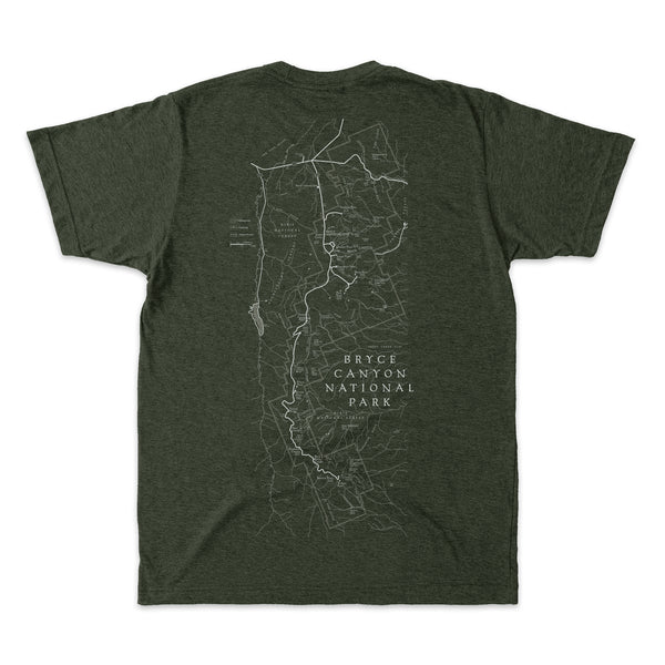 Bryce Canyon Line Map & Cartouche Short-Sleeve Unisex Tee in Artichoke - McGovern Outdoor
