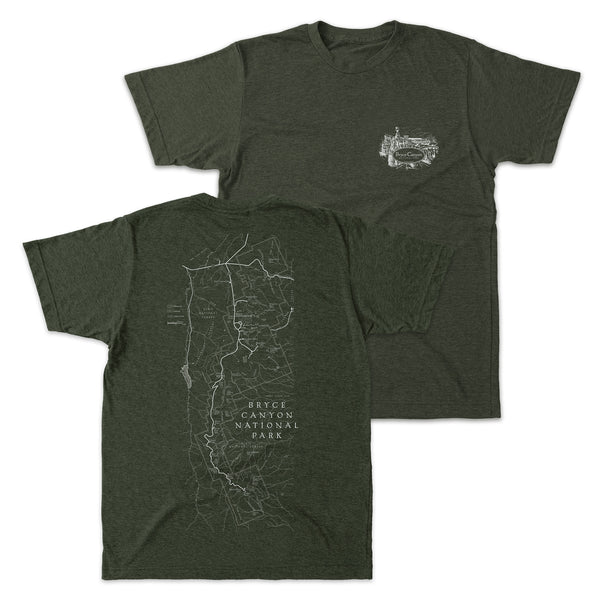 Bryce Canyon Line Map & Cartouche Short-Sleeve Unisex Tee in Artichoke - McGovern Outdoor