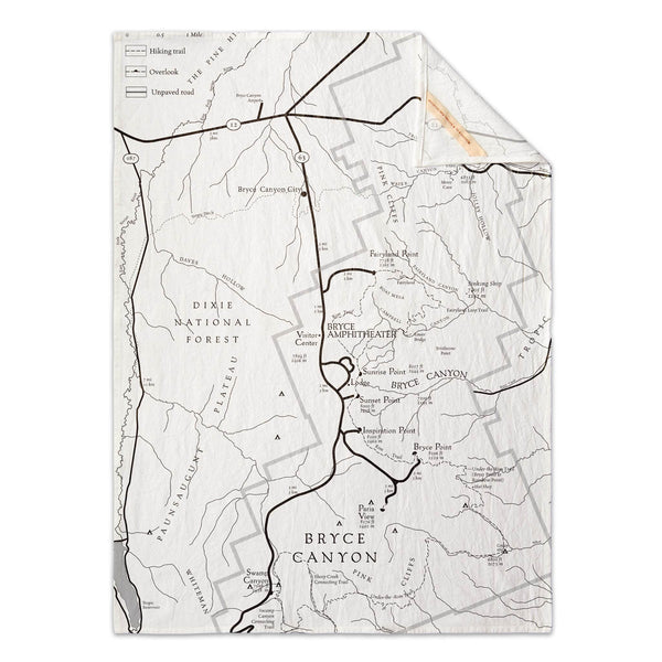 Bryce Canyon National Park Line Map Towel
