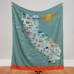 California State Illustrated Map Blanket