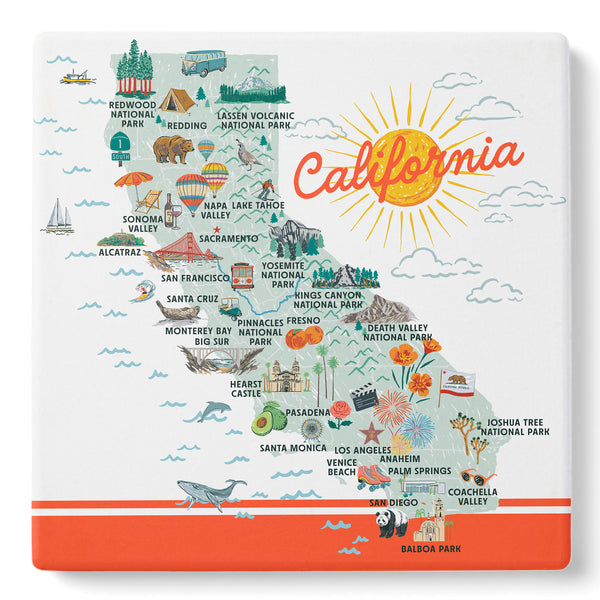 California State Illustrated Map Coaster