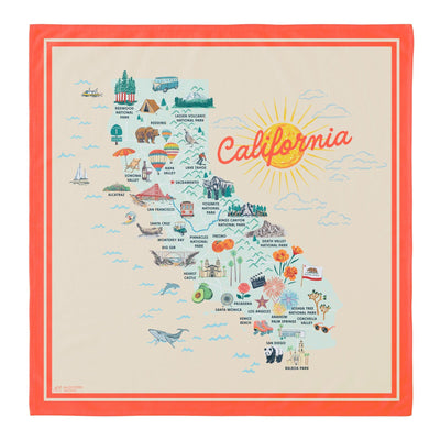California State Illustrated Map Cotton Bandana