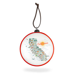 California State Illustrated Map Flat-Globe-Shaped Ornament