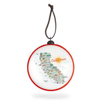 California State Illustrated Map Flat-Globe-Shaped Ornament