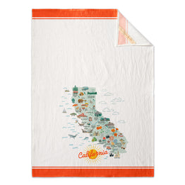 California State Illustrated Map Flour Sack Towel