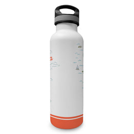 California State Illustrated Map Insulated Water Bottle in White