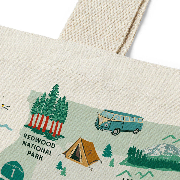 California State Illustrated Map Recycled Canvas Tote Bag