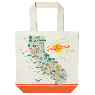 California State Illustrated Map Recycled Canvas Tote Bag